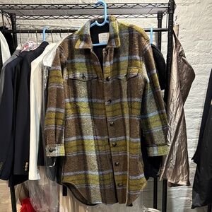 Aritzia Brown and Blue Plaid Utility Jacket